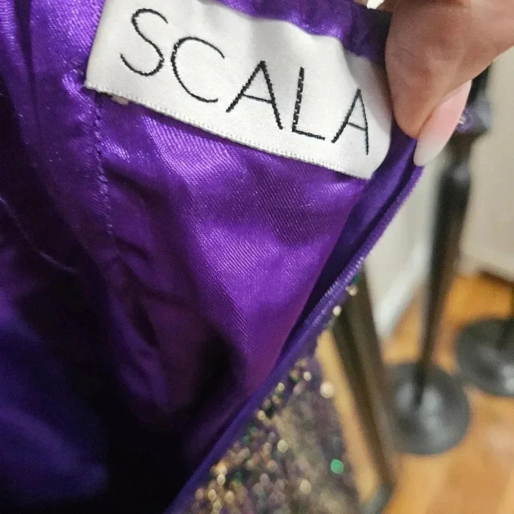 Scala Purple Sequined Backless Gown - image 8